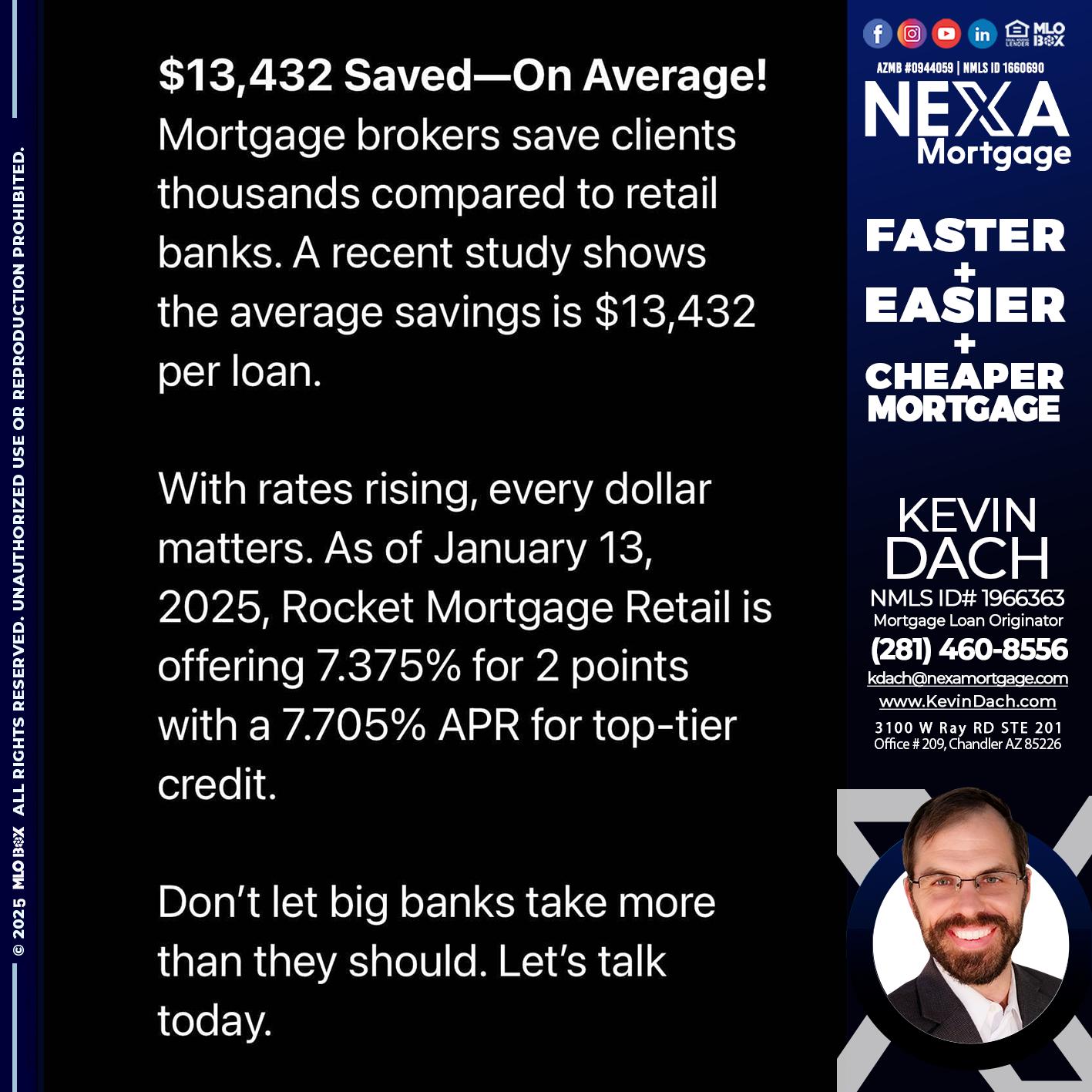 saved on average - Kevin Dach -Loan Officer