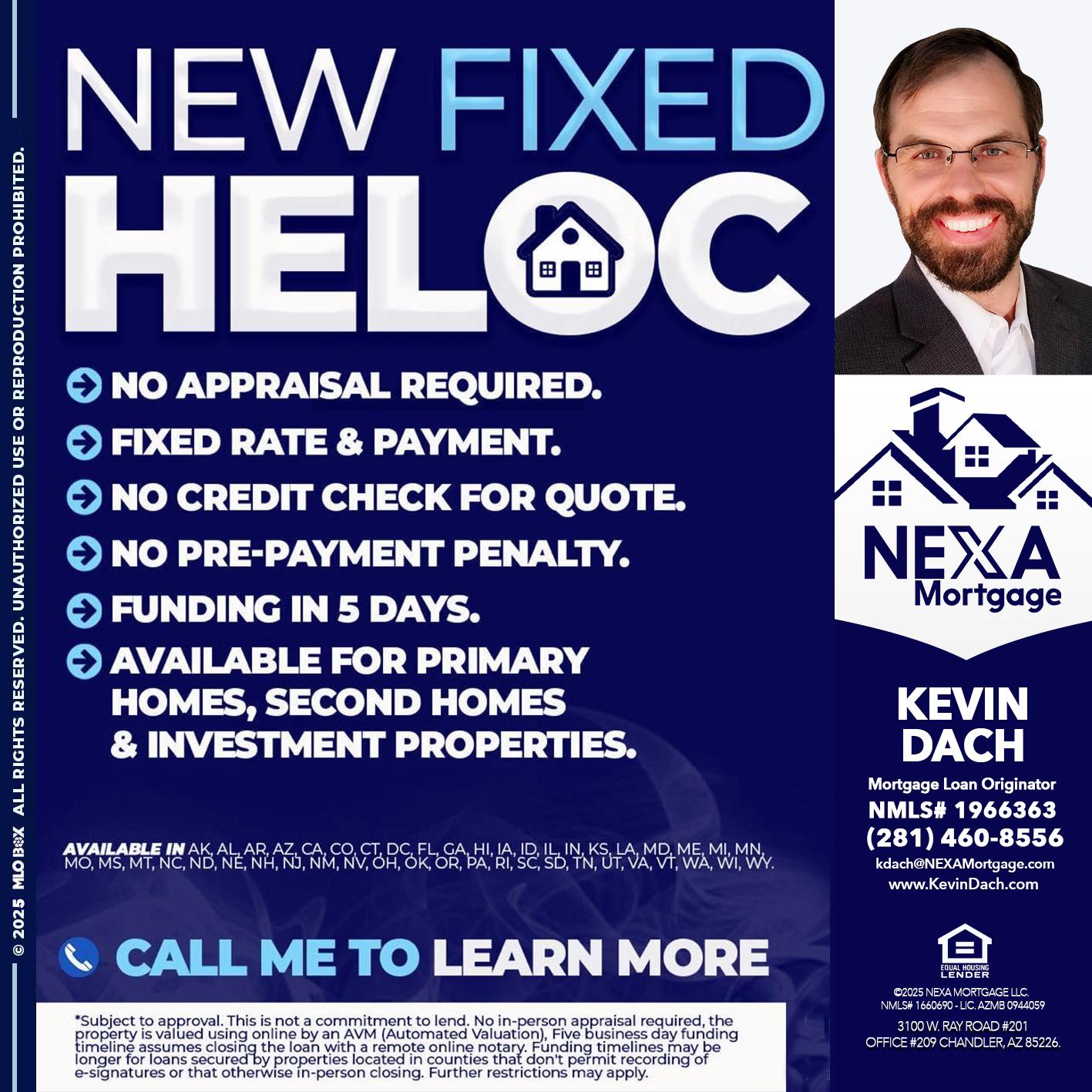 NEW FIXED HELOC - Kevin Dach -Loan Officer