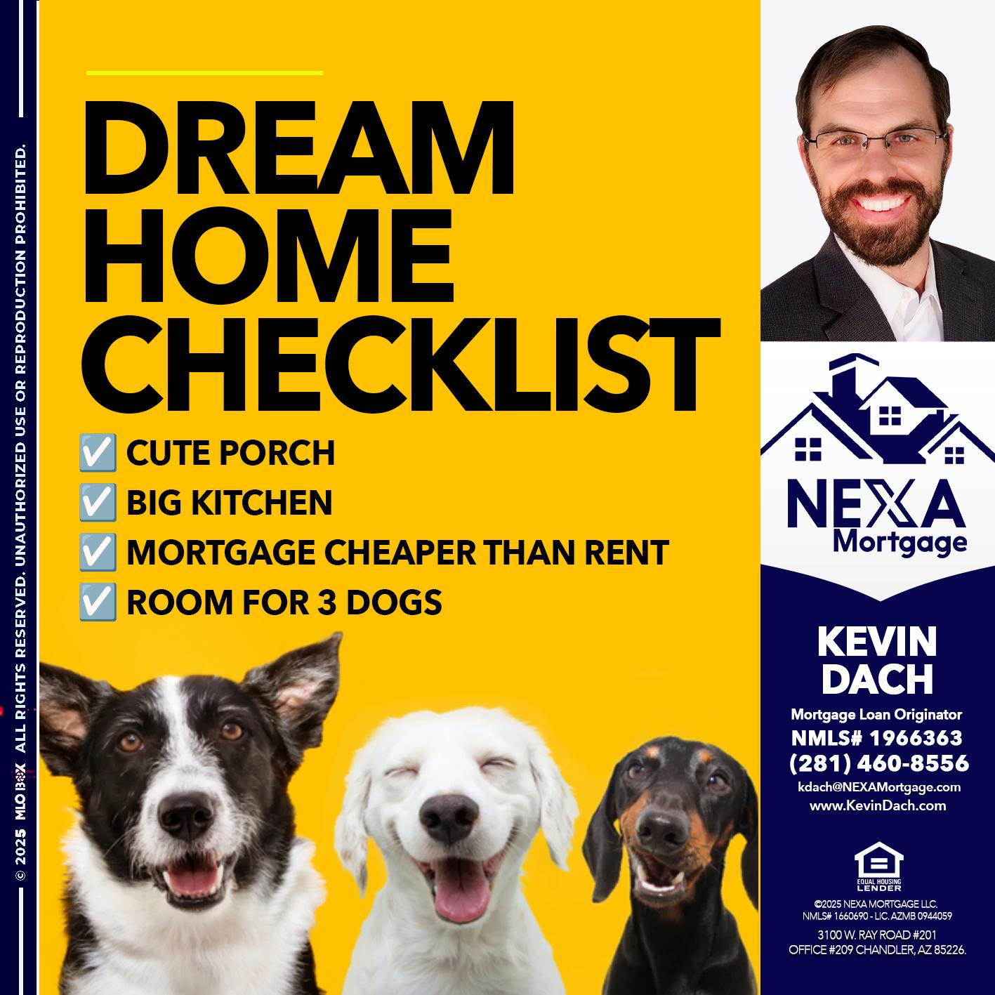 DREAM HOME CHEK LIST - Kevin Dach -Loan Officer