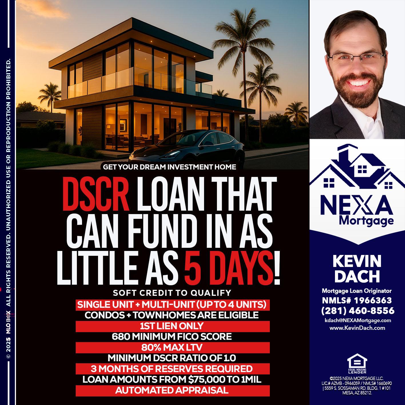 DSCR LOAN - Kevin Dach -Loan Officer