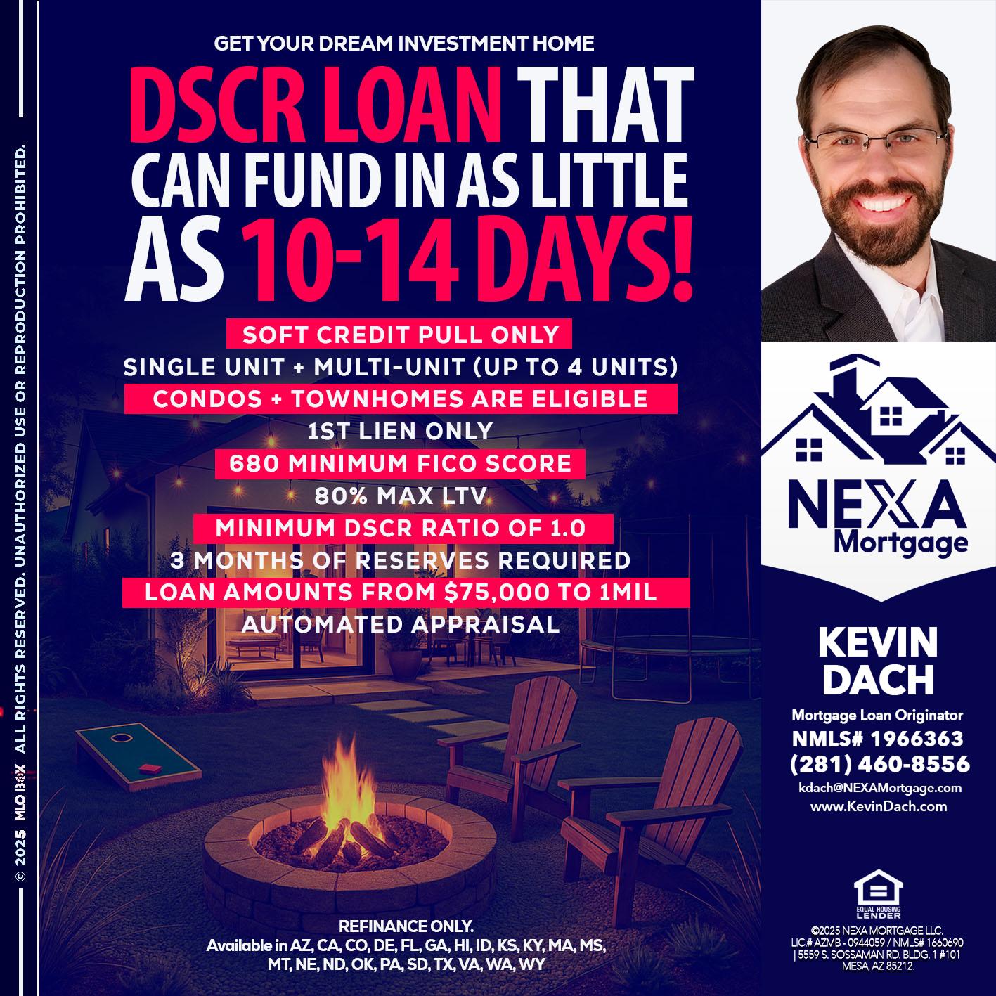 DSCR LOAN - Kevin Dach -Loan Officer