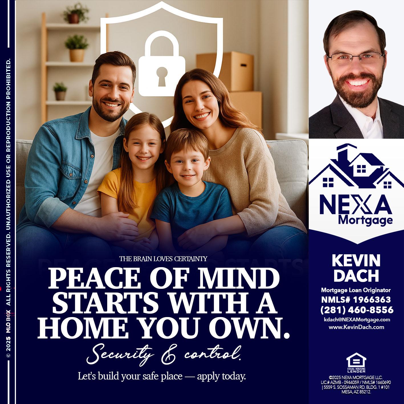 peace of mind - Kevin Dach -Loan Officer