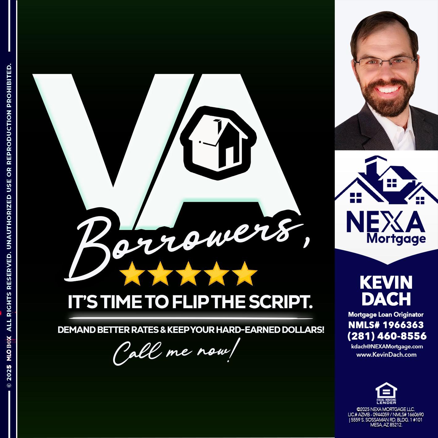 VA BORROWERS - Kevin Dach -Loan Officer