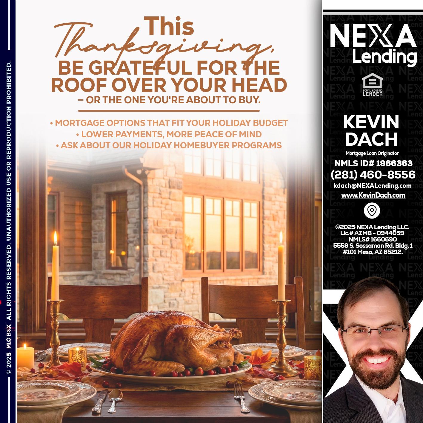 THIS THANKSGIVING - Kevin Dach -Loan Officer