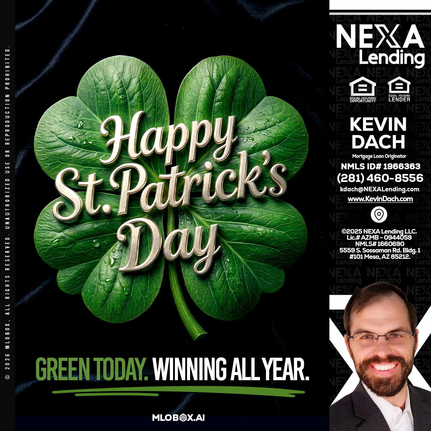 happy st. Patricks day - Kevin Dach -Loan Officer