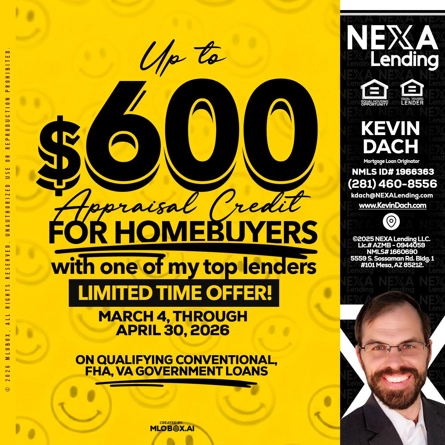 UP TO 600 - Kevin Dach -Loan Officer