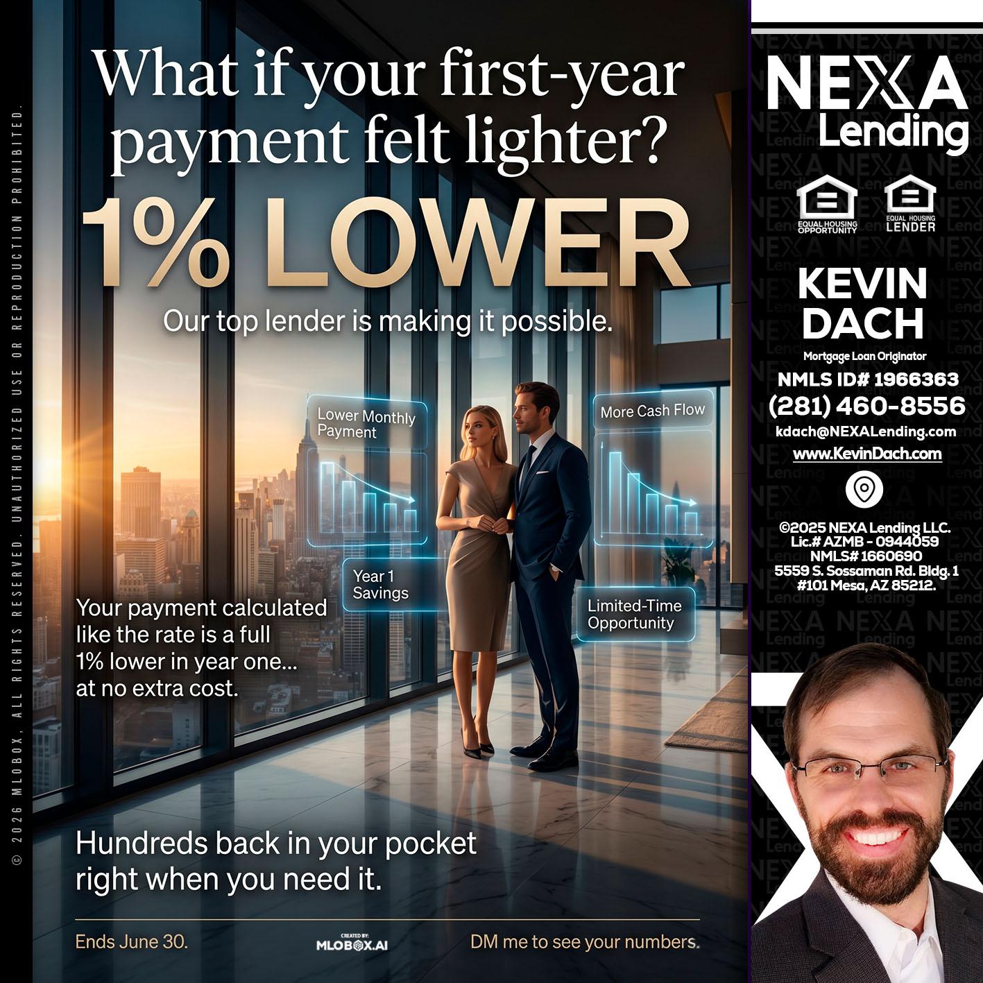 1% LOWER - Kevin Dach -Loan Officer