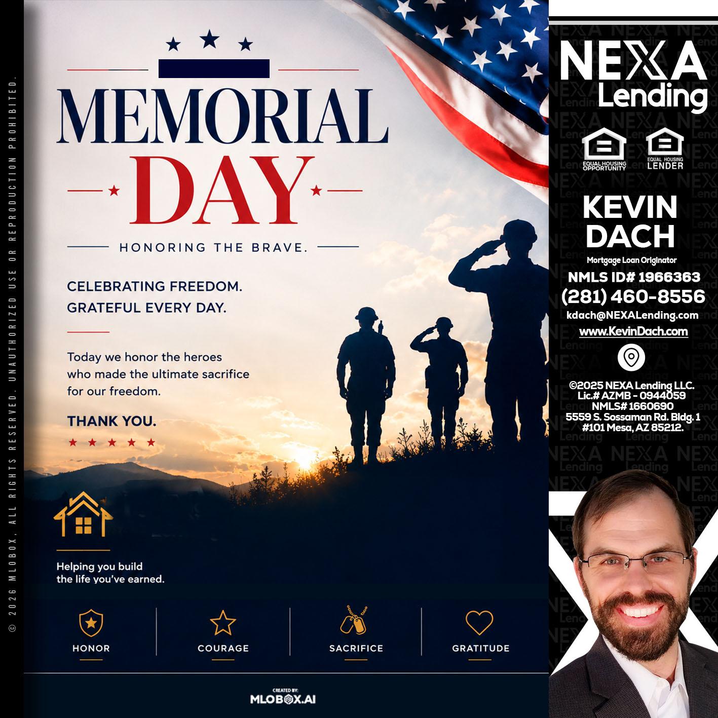 MEMORIAL DAY - Kevin Dach -Loan Officer