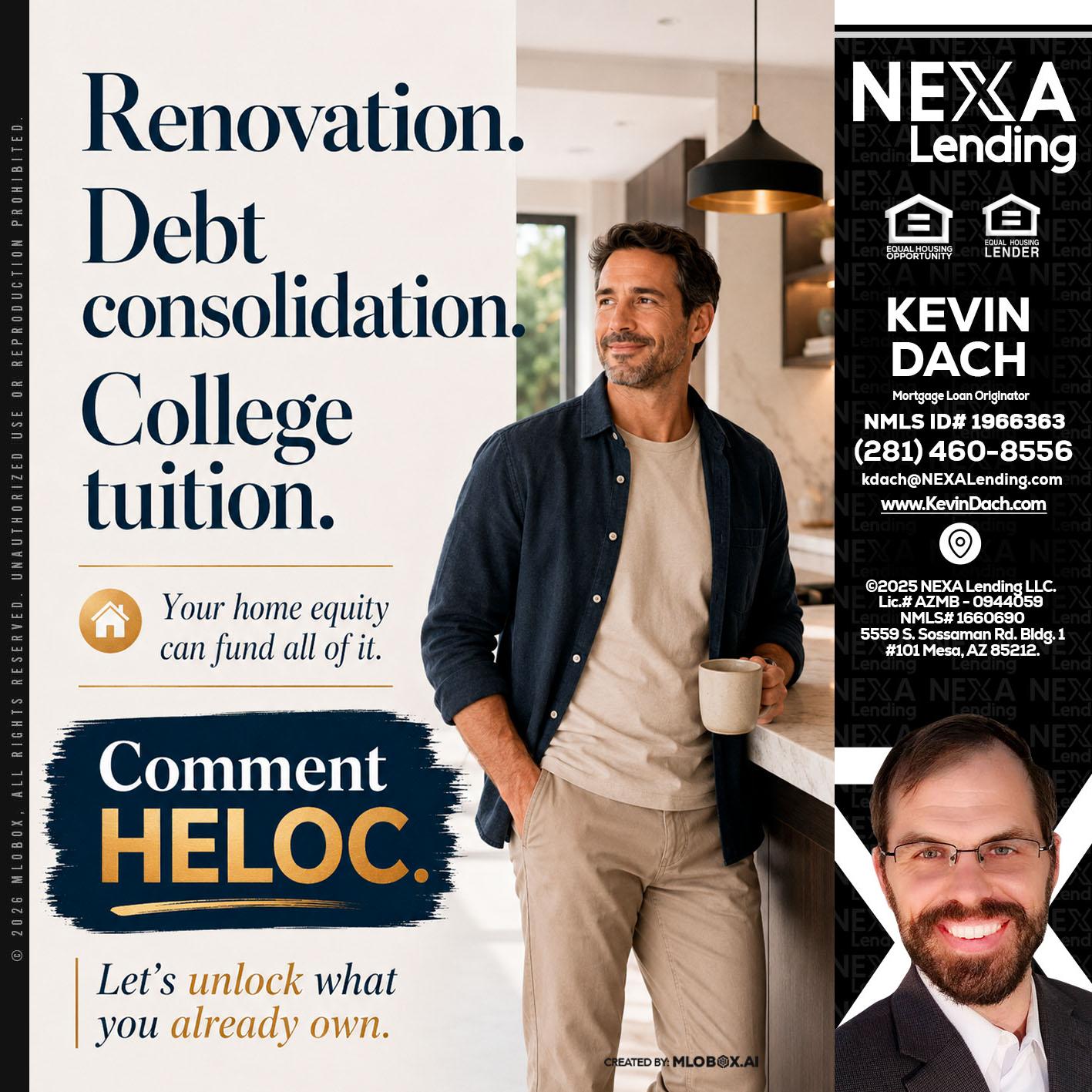 RENOVATION DEBT - Kevin Dach -Loan Officer