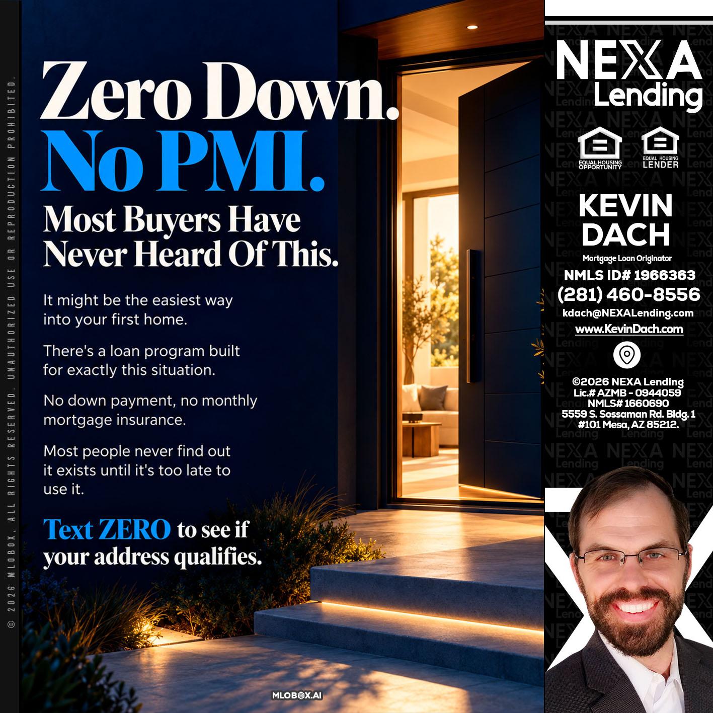 zero down - Kevin Dach -Loan Officer